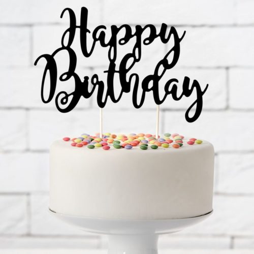 Cake Topper Happy Birthday - Noir