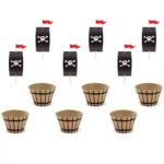 PartyDeco caissettes pour cupcakes & drapeau pirate  6pcs