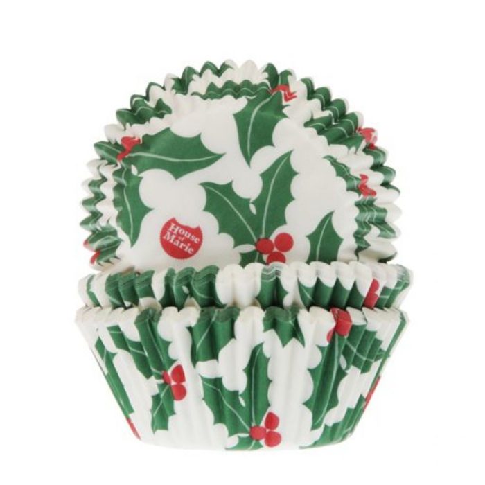 House of Marie - caissettes de cupcakes - holly leaf - 50pcs