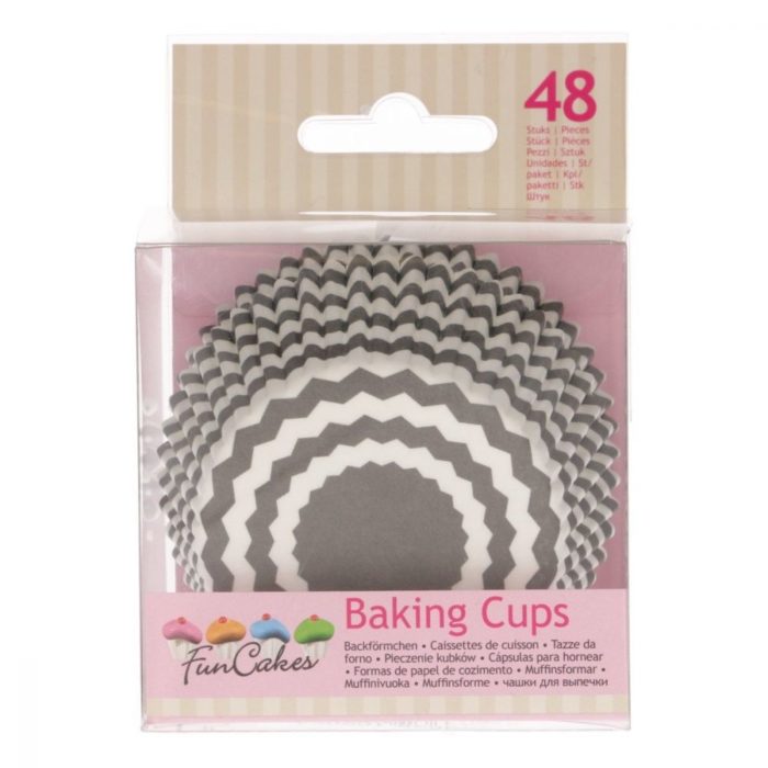 Funcakes - Caissettes a cupcakes - Chevron silver- 48pcs