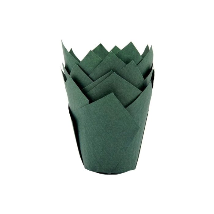 House of Marie - Caisseittes à muffin tulip - vert foncé - 36pcs