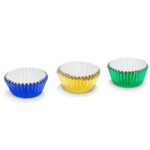 Patisse - Caissettes mini aluminium - Praliné - Bleu/Doré/Vert - 75pcs