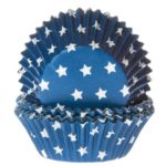 House of Marie - caissettes de cupcakes - Bleu avec  étoiles blancs- 50pcs