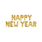 PartyDeco - Ballon en Mylar "Happy New Year", 422x46cm, Doré