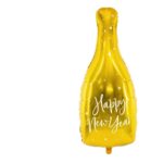 PartyDeco - Ballon en Mylar - Bouteille - Bonne année, 32x82cm, Doré