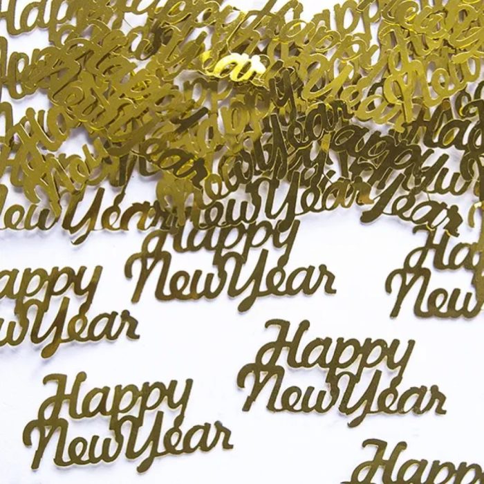 PartyDeco - Confettis Happy New Year, or, 4 x 2cm, 3 g