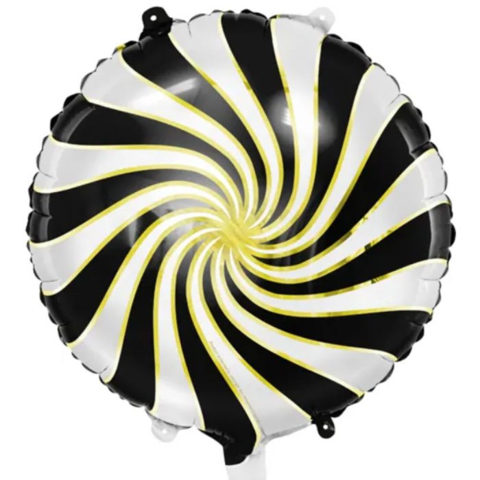 PartyDeco - Ballon en Mylar de Bonbon, 35cm, noir