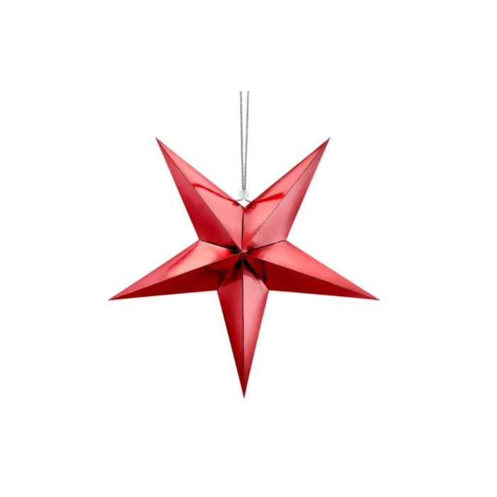 PartyDeco - Étoile en papier, 45cm, Rouge