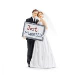 Partydeco - Cake Topper jeunes mariés Just married 14.5cm