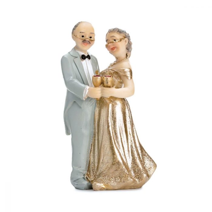 Partydeco - Cake Topper - Anniversaire de marriage doré - 12cm