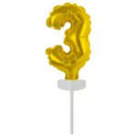 Amscan - Cake Topper - foil ballon doré no 3 - 13x7cm