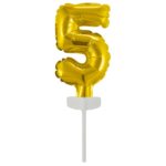 Amscan - Cake Topper - foil ballon doré no 5 - 13x7cm