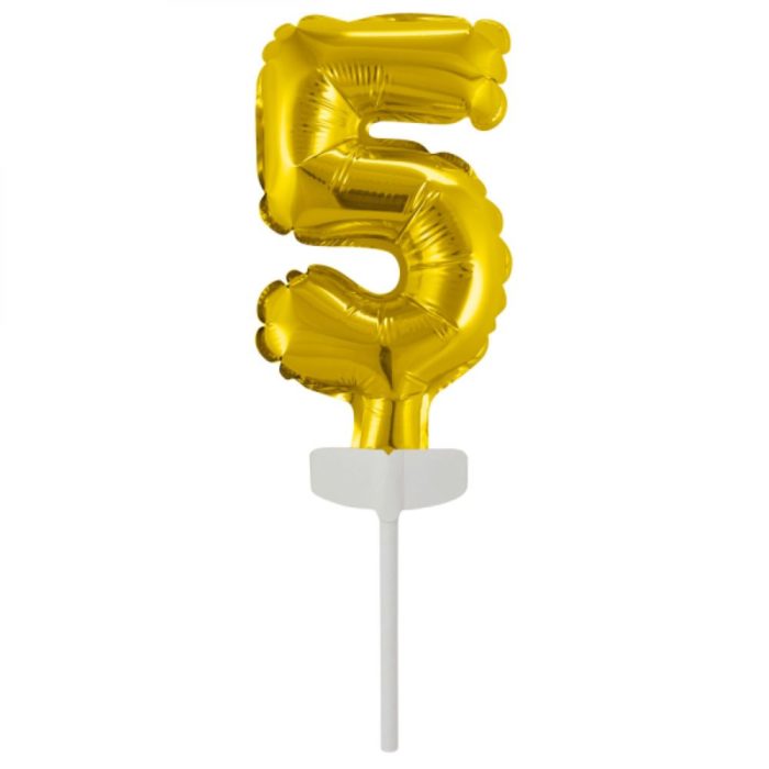 Amscan - Cake Topper - foil ballon doré no 5 - 13x7cm