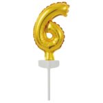 Amscan - Cake Topper - foil ballon doré no 6 - 13x7cm
