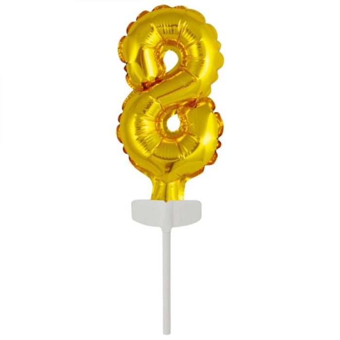 Amscan - Cake Topper - foil ballon doré no 8 - 13x7cm
