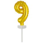Amscan - Cake Topper - foil ballon doré no 9 - 13x7cm