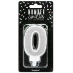 PartyDeco -  Bougie Anniversaire Chiffre 0 - Argent