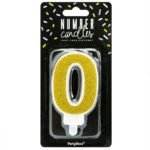 PartyDeco -  Bougie Anniversaire Chiffre 0 - Doré