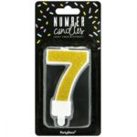 PartyDeco -  Bougie Anniversaire Chiffre 7 - Doré