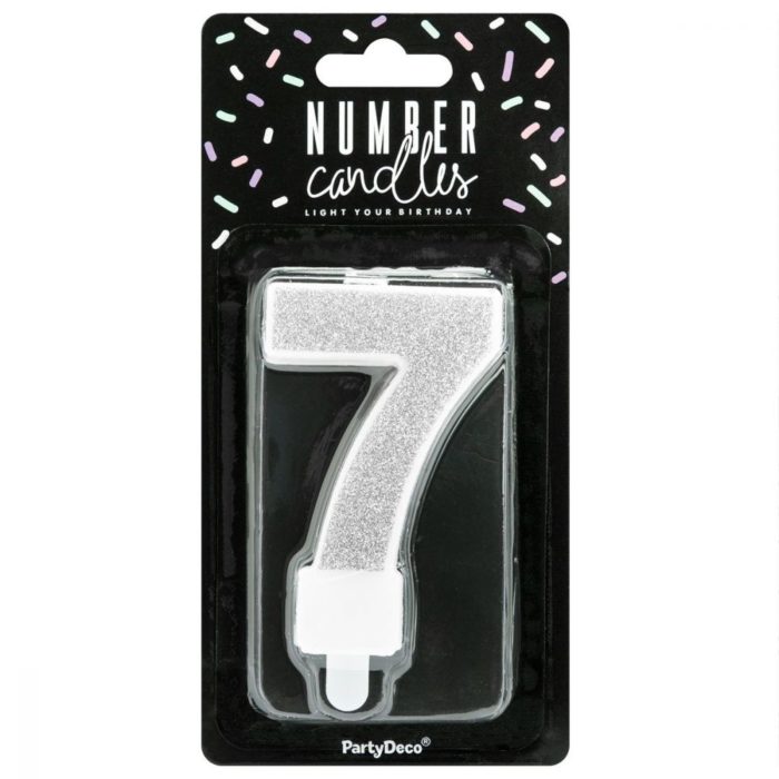 PartyDeco -  Bougie Anniversaire Chiffre 7 - Argenté