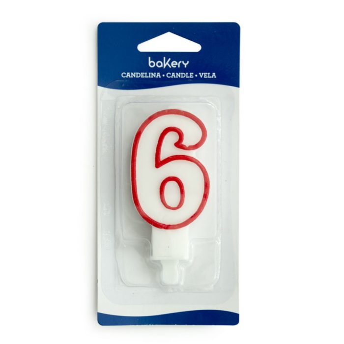Bakery - Bougie avec support blanc/rouge 7.5h