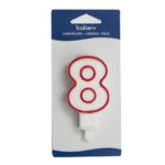Bakery - Bougie avec support blanc/rouge 7.5h