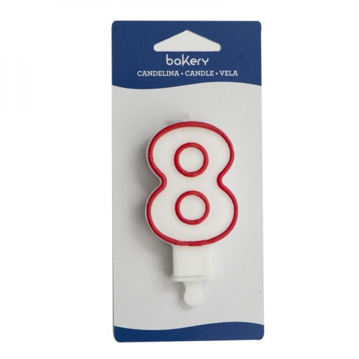 Bakery - Bougie avec support blanc/rouge 7.5h