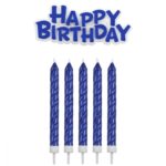 PME - Candles - Blue - 16pcs + 1 inscription Happy birthday