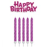 PME - Candles - Pink- 16pcs + 1 inscription Happy birthday