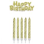 PME - Candles - Gold- 16pcs + 1 inscription Happy birthday
