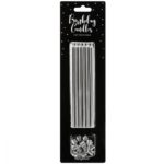 PartyDeco - Bougies d’anniversaire Unies Argent 12,5cm pcs/12