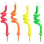 PartyDeco - Bougies d’anniversaire Curl Mix 8 cm pk/4