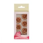 FunCakes - Décorations en massepain Roses Bronze Or Set/6
