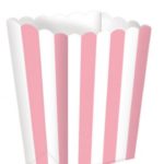 Amscan - 5 Boites Popcorn cartonnées rayées Rose - 6,3 x 13,4 x 3,8 cm