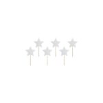 PartyDeco - Décorations de gâteau - muffins - Étoiles Argenté - 11.5cm - 6pcs