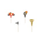 PartyDeco - Décorations de gâteau / muffins - Voitures - 4pcs - 12cm