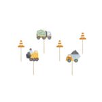 PartyDeco - Décorations de gâteau / muffins - Voitures de Chantier- 6pcs - 4-7cm
