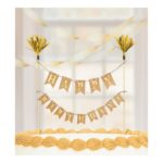 Amscan - Décorations de gâteau - Banner Happy Birthday gold -23x24cm