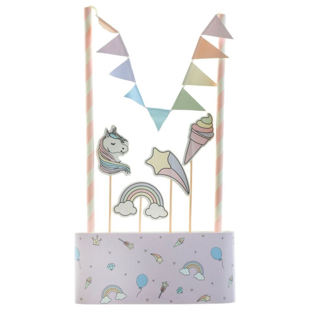 big_1736-1.jpg Décorations de gâteau - Licorne - 6pcs -3x7cm & 19.2x0.6cm – Image 1