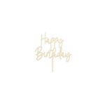 PartyDeco - Décorations de gâteau  - Happy Birthday en bois  - 15x16.5cm