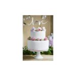 PartyDeco - Décorations de gâteau  - Love Argenté - 17cm - 1pcs