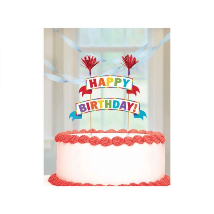 big_1754-1.jpg Amscan - Décorations de gâteau - Banner Happy Birthday Rainbow -23x24cm