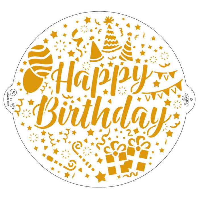 Decora - Stencil - joyeux Anniversaire - 25cm D