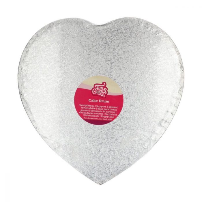Funcakes - Cake Drum Coeur Silver - 33CM