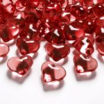 PartyDeco - Confetti Coeurs en cristal, rouge, 21mm
