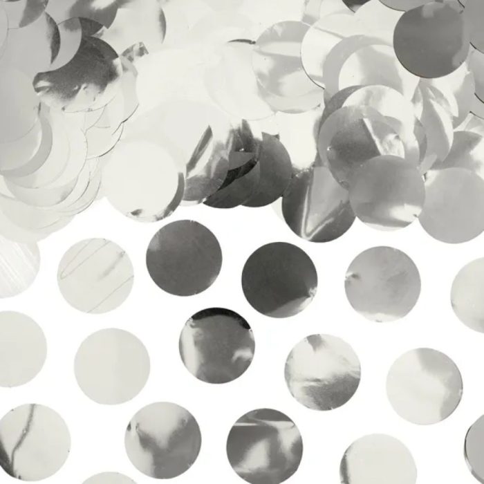 PartyDeco - Cercles de confettis - argent,  2.5cm - 15g