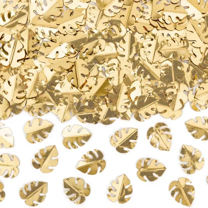 PartyDeco - Confettis Monstera Feuilles, or, 15g