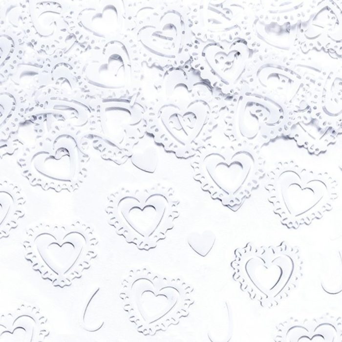 PartyDeco - Confettis Coeur blanc - 15g