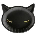 PartyDeco - Assiettes chaton, noir, 22x20cm