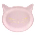 PartyDeco - Assiettes chaton, rose, 22x20cm